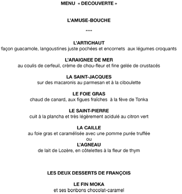 Menu Decouverte